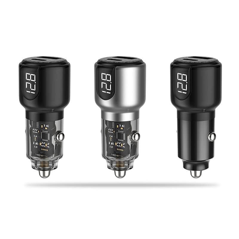 金属数显朋克风车载充电器